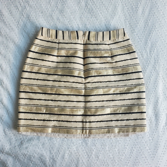 J.Crew Metallic Gold Striped Mini Skirt – Size 00 - Picture 2 of 5